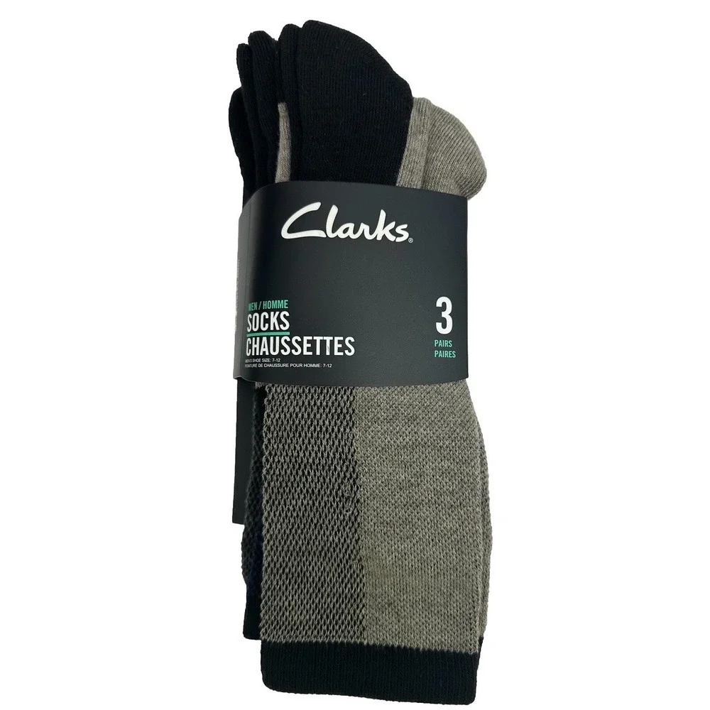 Clarks Men's Half Cushion Air‎ Channel Arch Support Socks 3 Pack, Crew Size L